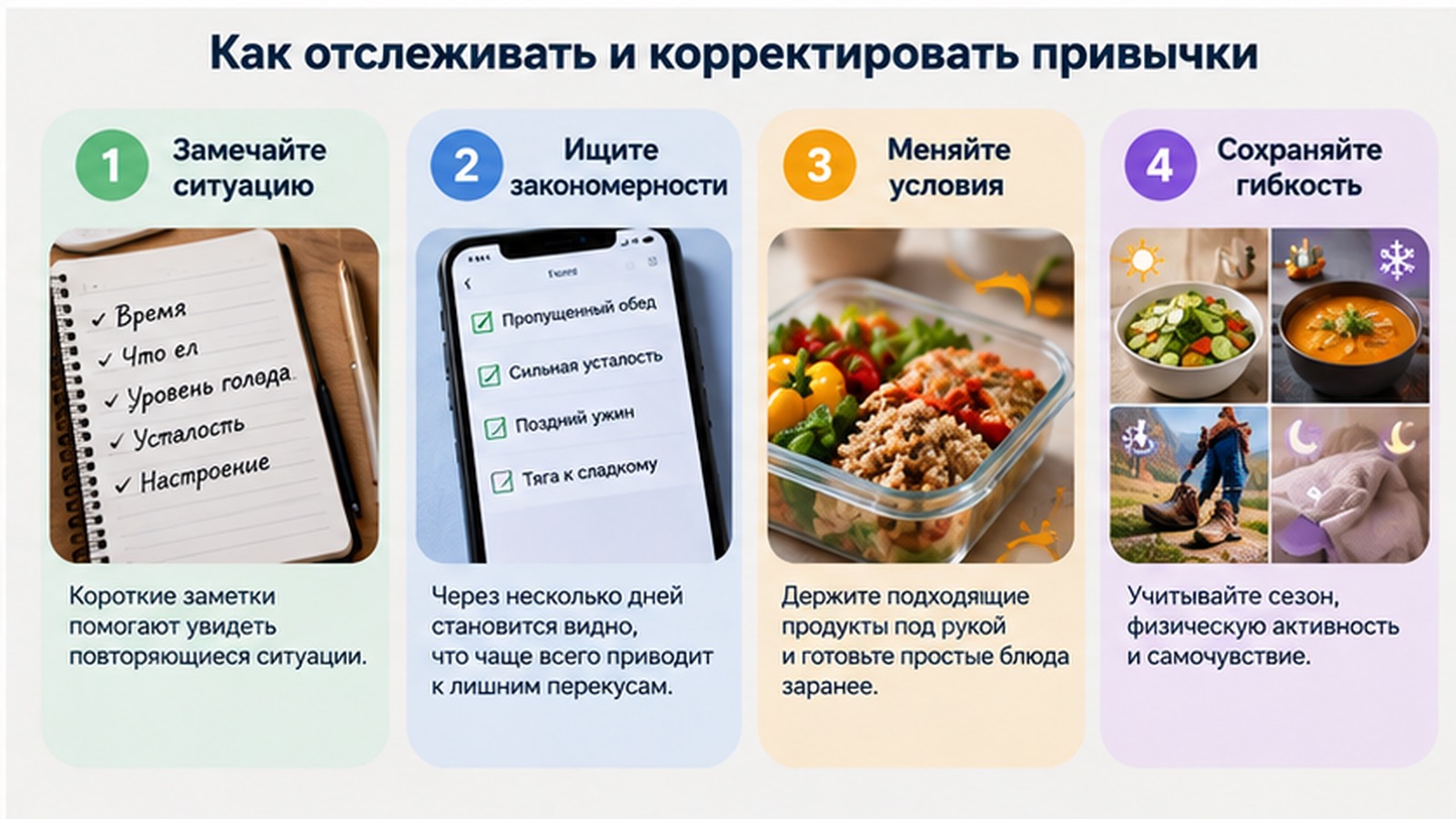 Как отслеживать и корректировать пищевые привычки.
